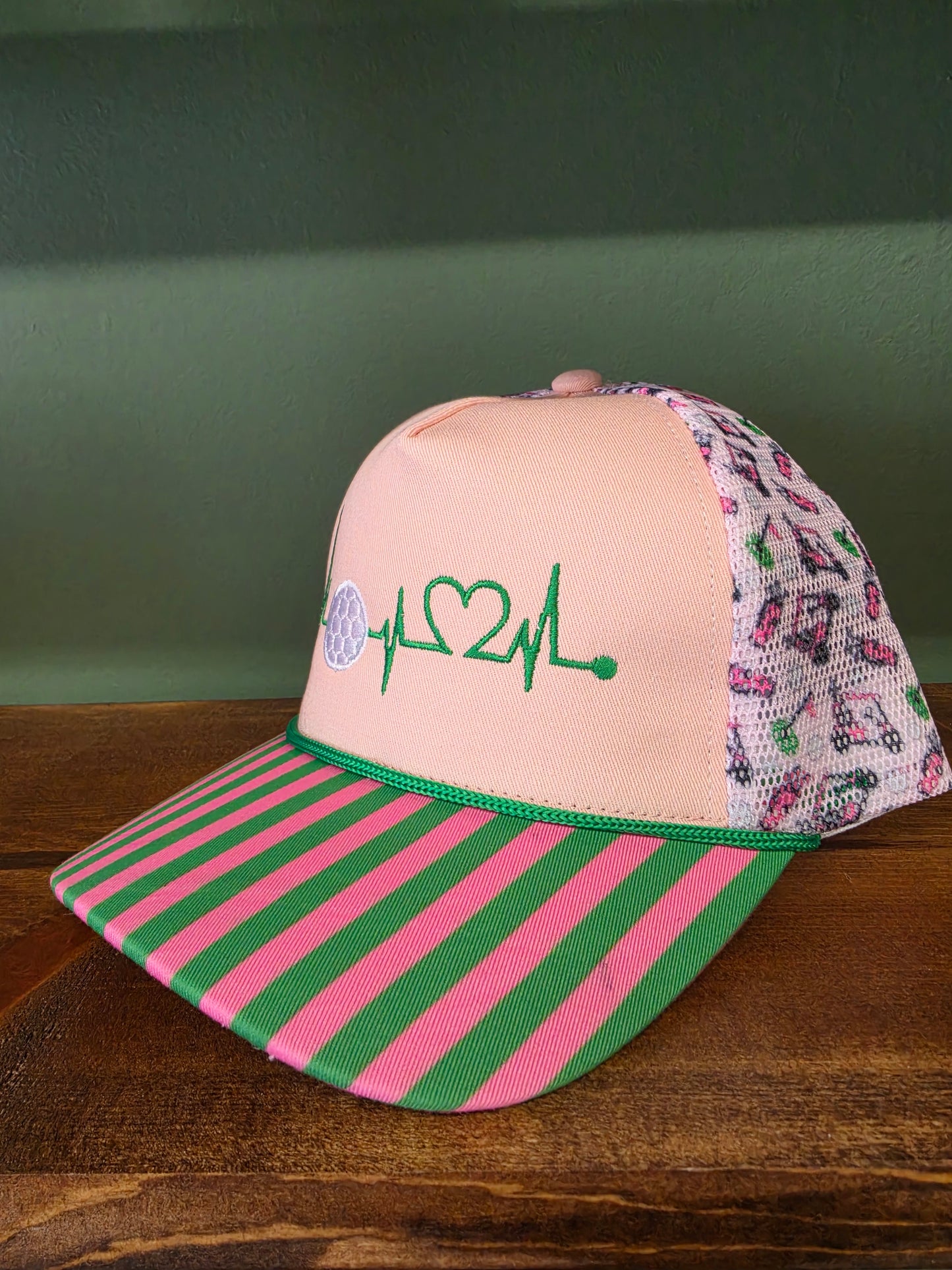 Heartbeat Golf Trucker Hat | Pink & Green