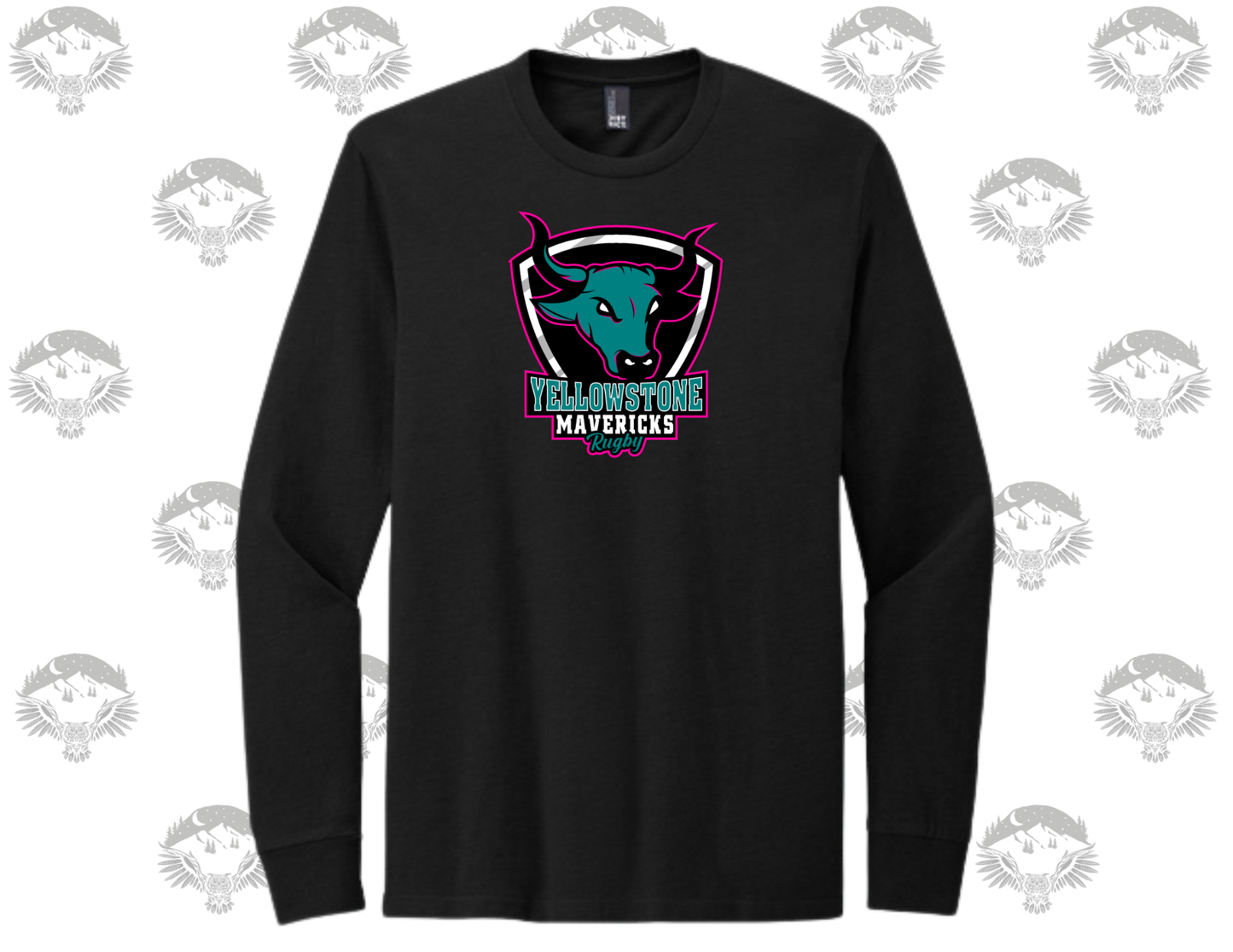 Yellowstone Mavericks Rugby District® Perfect Blend® CVC Long Sleeve Tee with Name and Number on Back