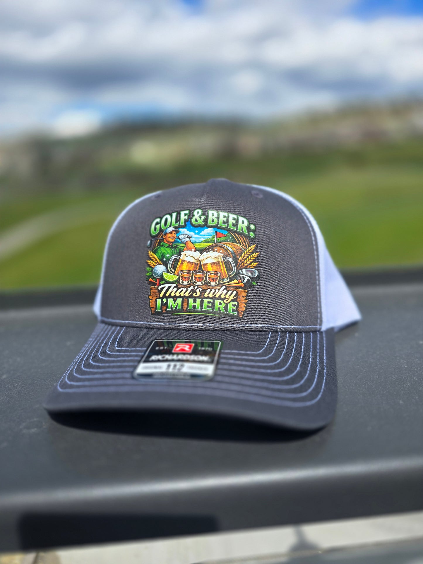 Richardson Five Panel Rope Hat – “Golf & Beer, That’s Why I’m Here”