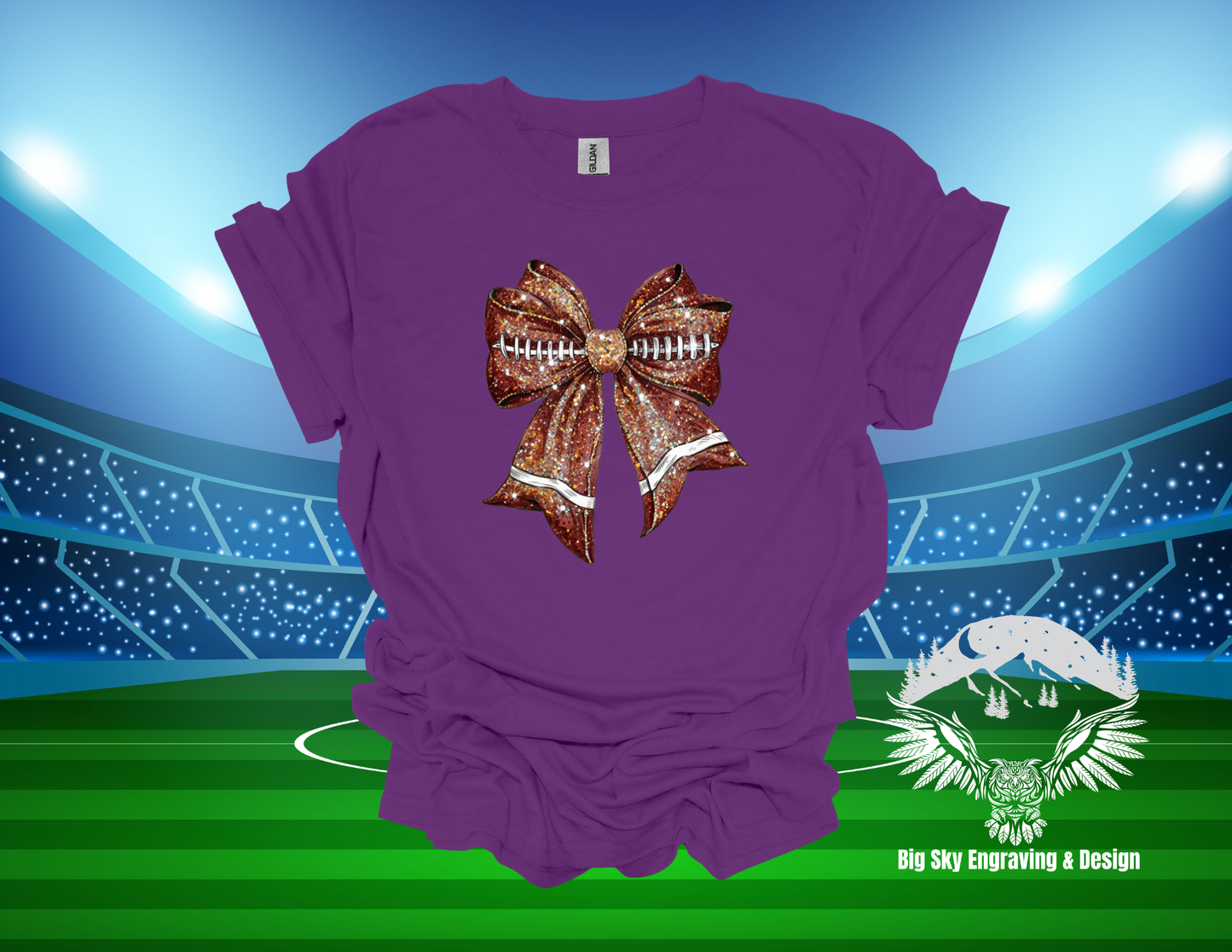 Sparkly Football Bow Graphic Tee