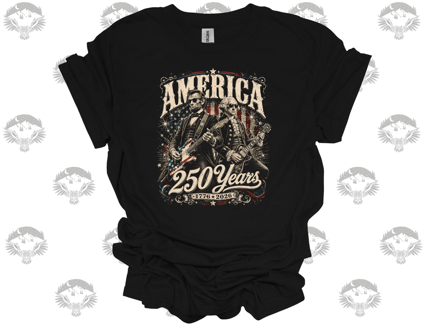 America 250 Rock Legends Tee – Lincoln & Washington Graphic T-Shirt