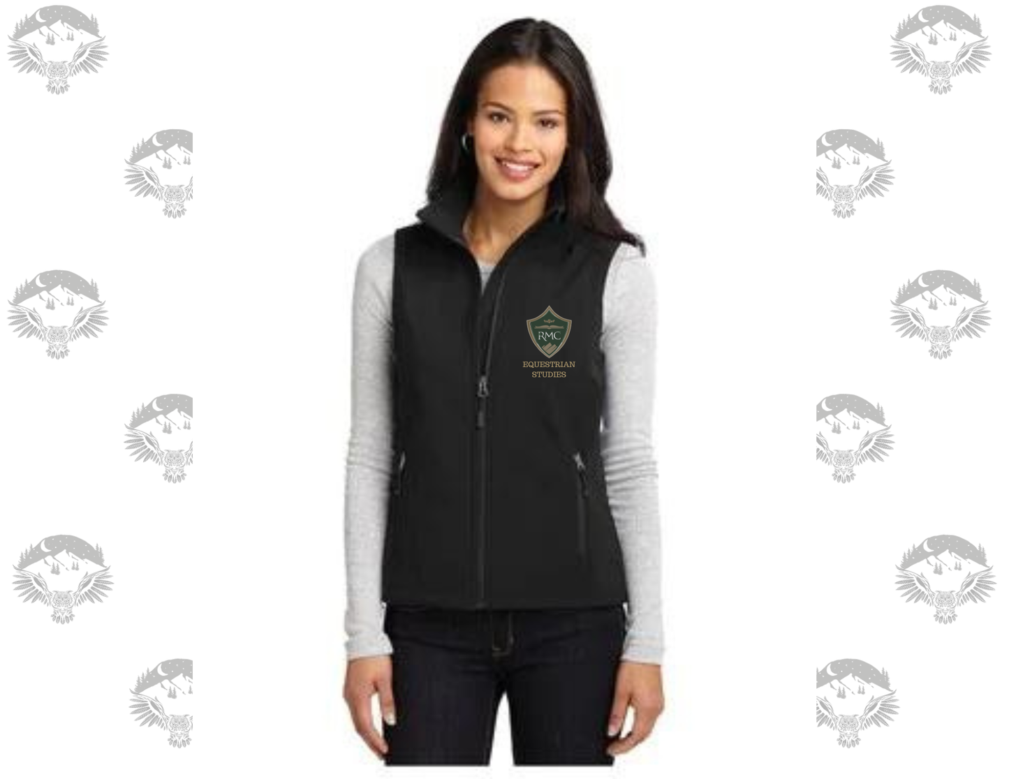 Rocky Mountain College Equestrian Women’s Soft Shell Jacket or Vest in Black