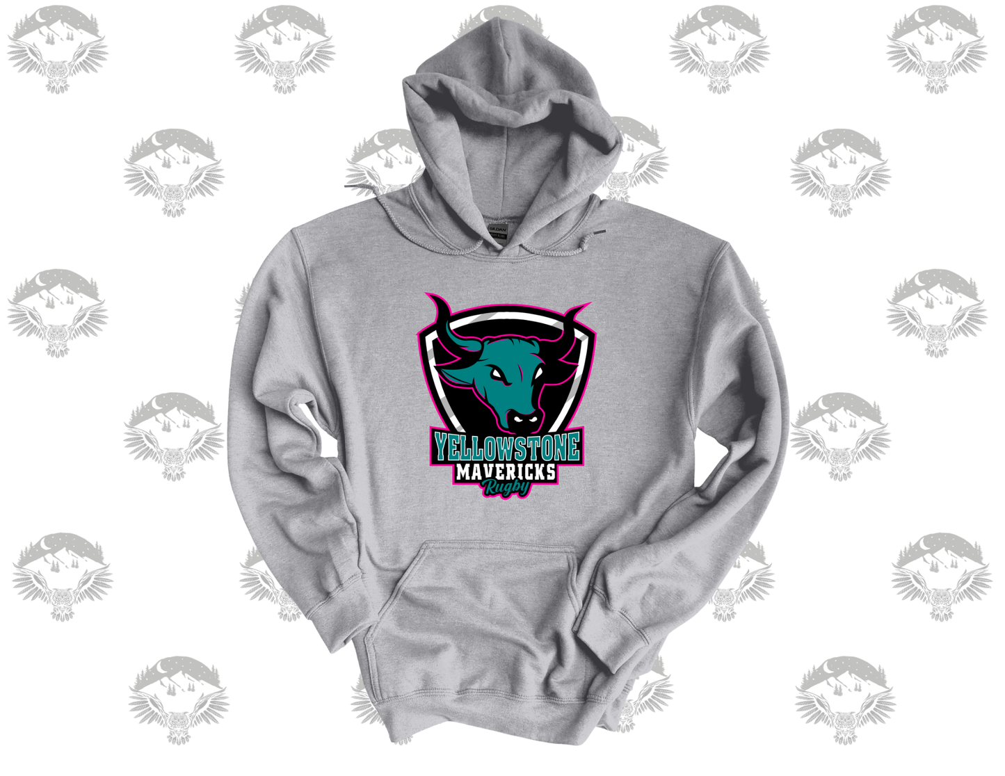 Yellowstone Mavericks Rugby Gildan Hooded Sweatshirt with Customization