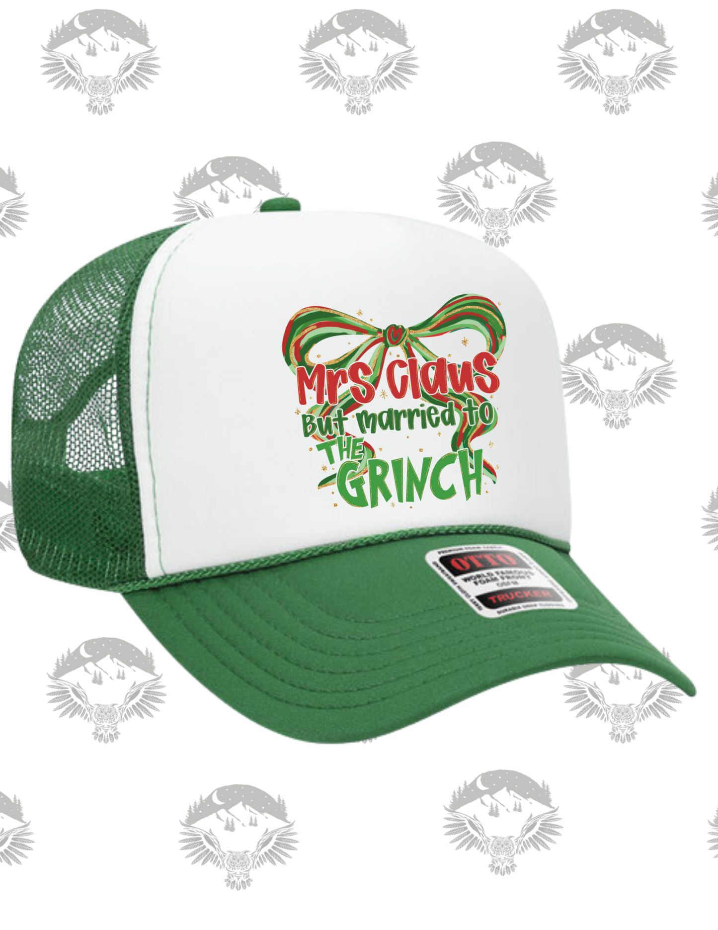 Mrs. Claus but Married to the Grinch Otto Trucker Hat