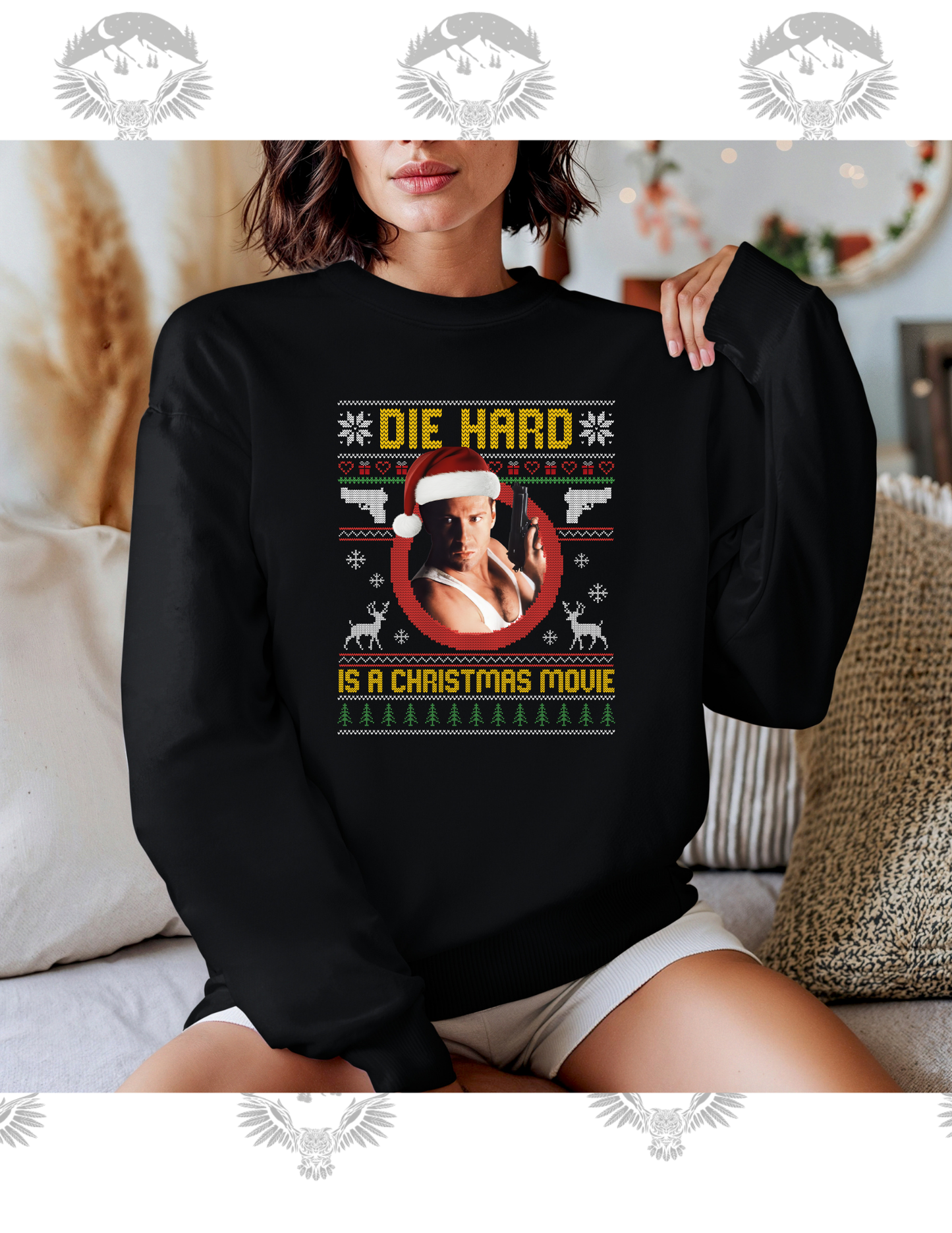 Die Hard “Is It a Christmas Movie?” Ugly Sweater Design