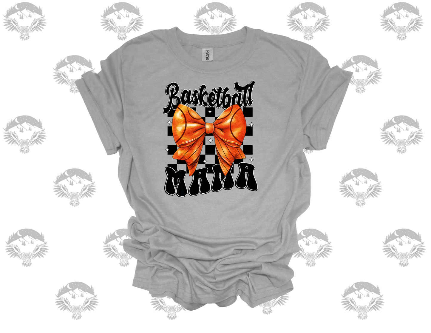 Basketball Mama Checkered Bow Tee