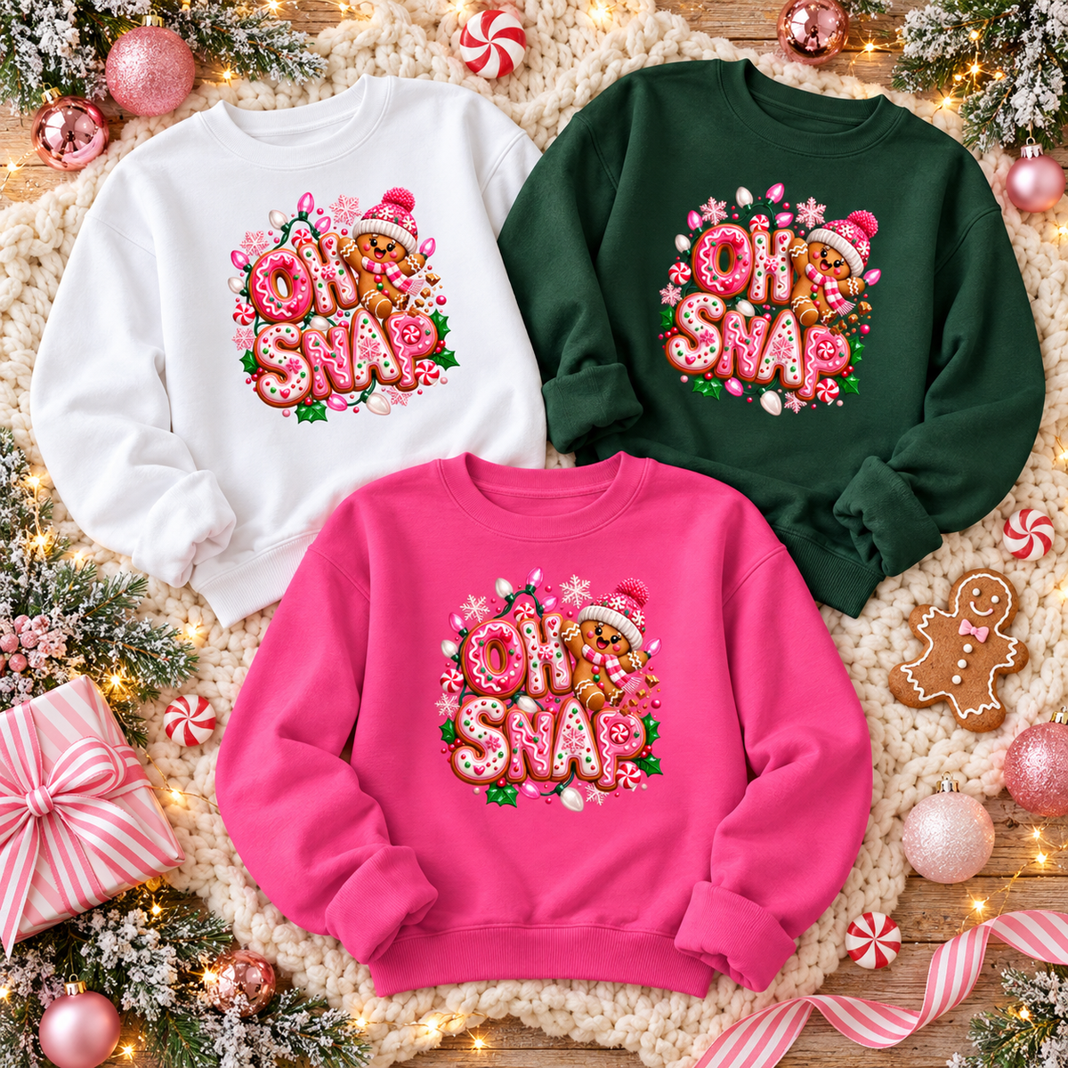Oh Snap Gingerbread Christmas Gildan Crewneck