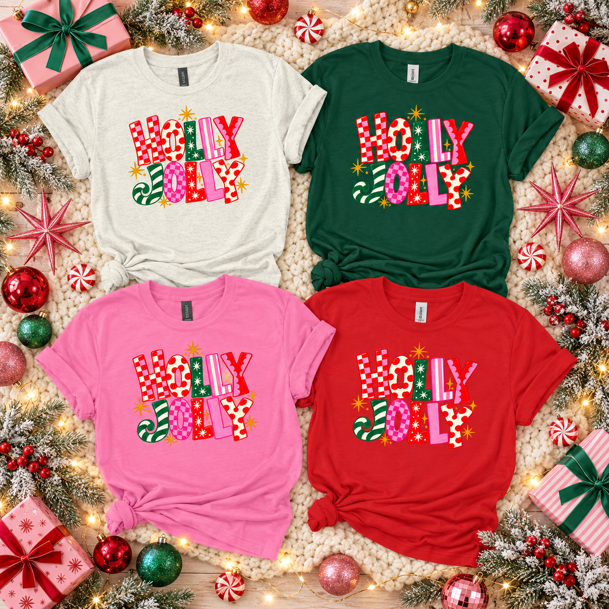 Retro Holly Jolly Christmas Gildan Softstyle® Tee