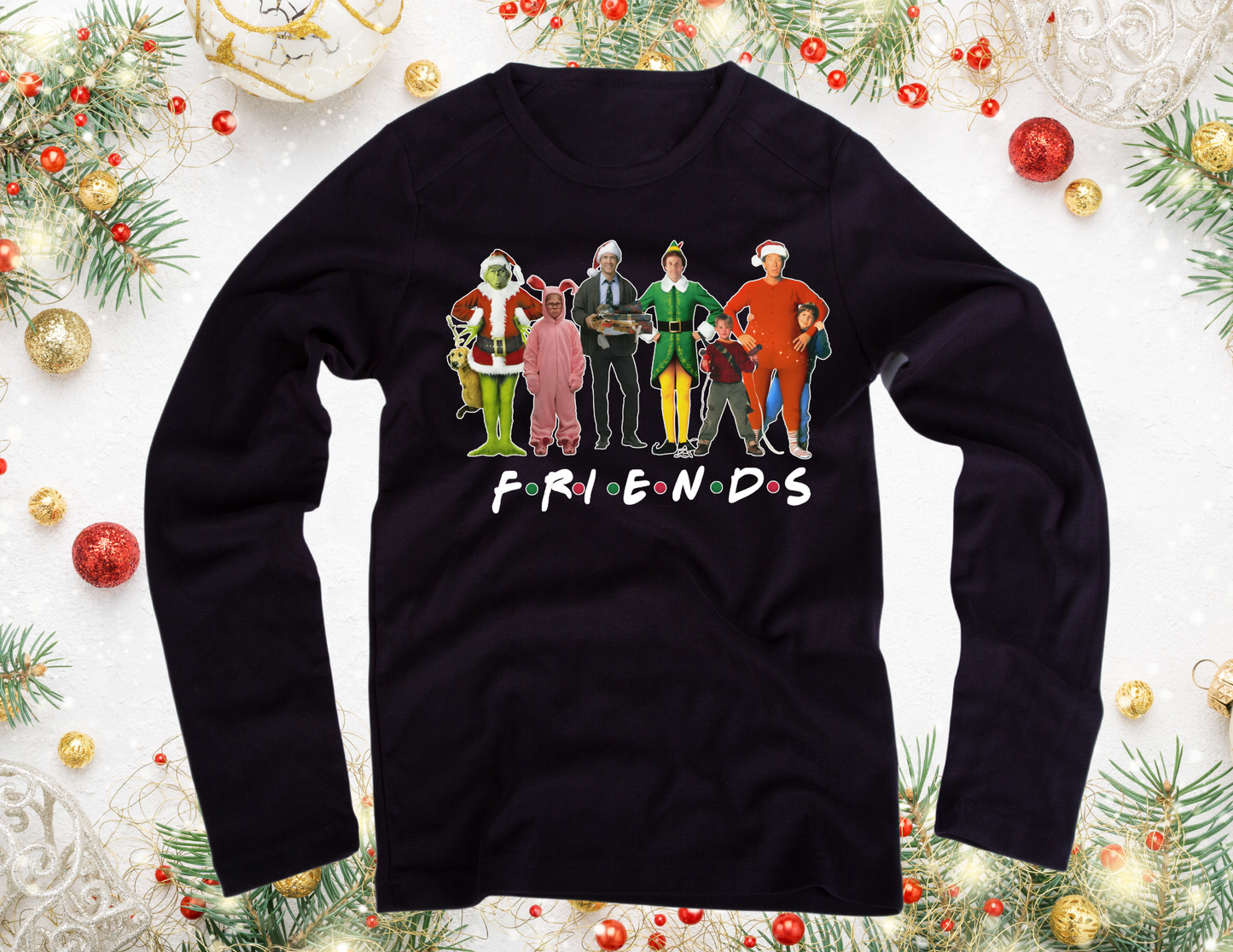 Friends Christmas Crewneck in black