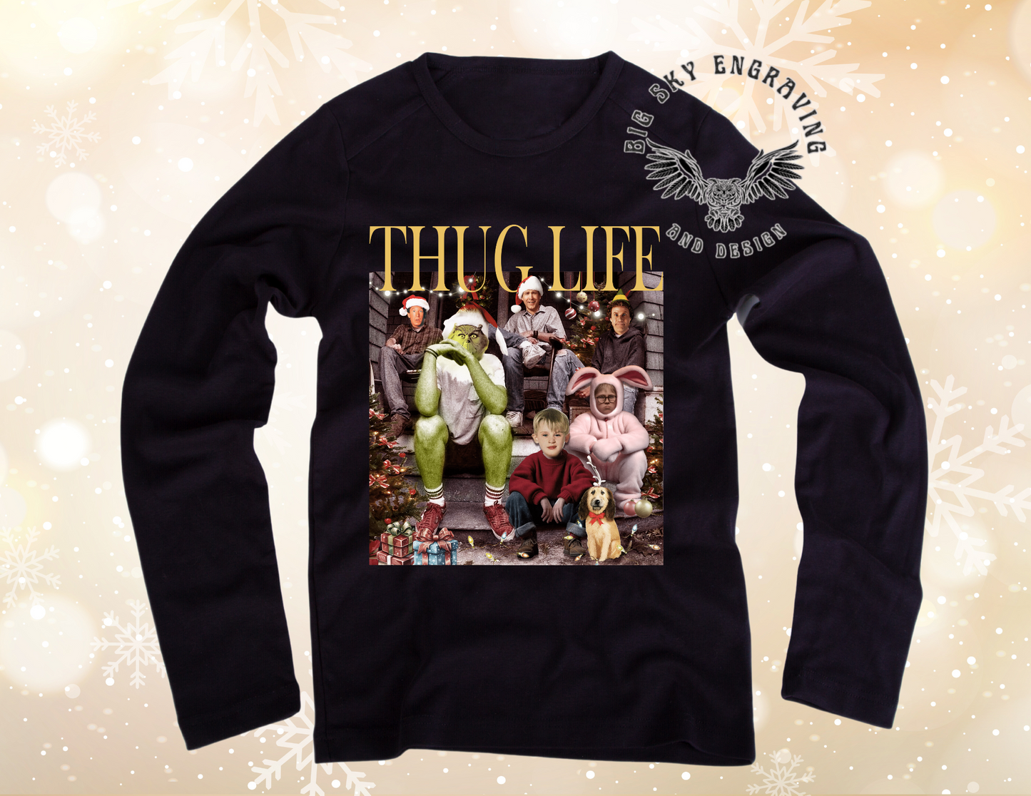 Thug Life Christmas Crewneck, Black