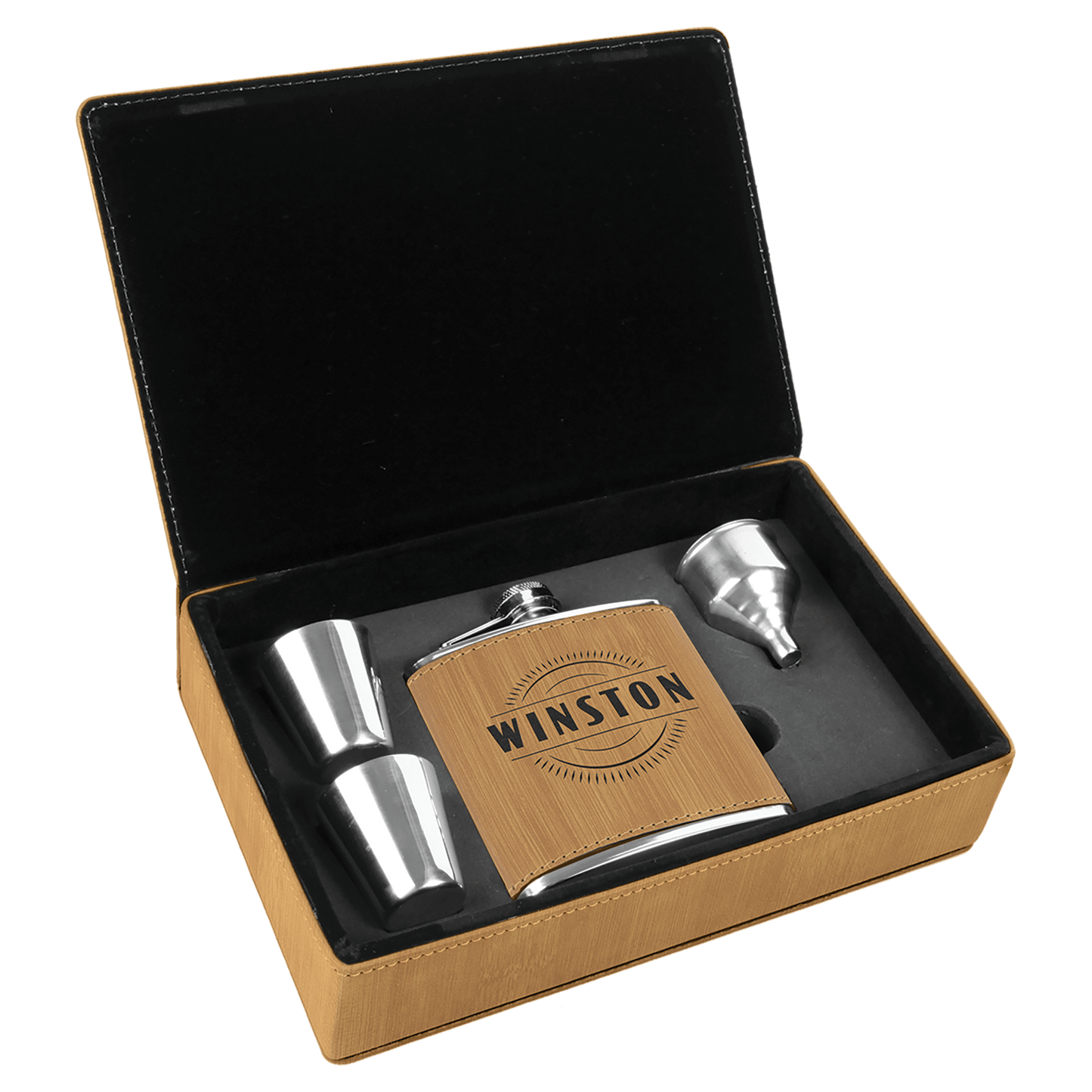 Leatherette Flask Gift Set 6 oz