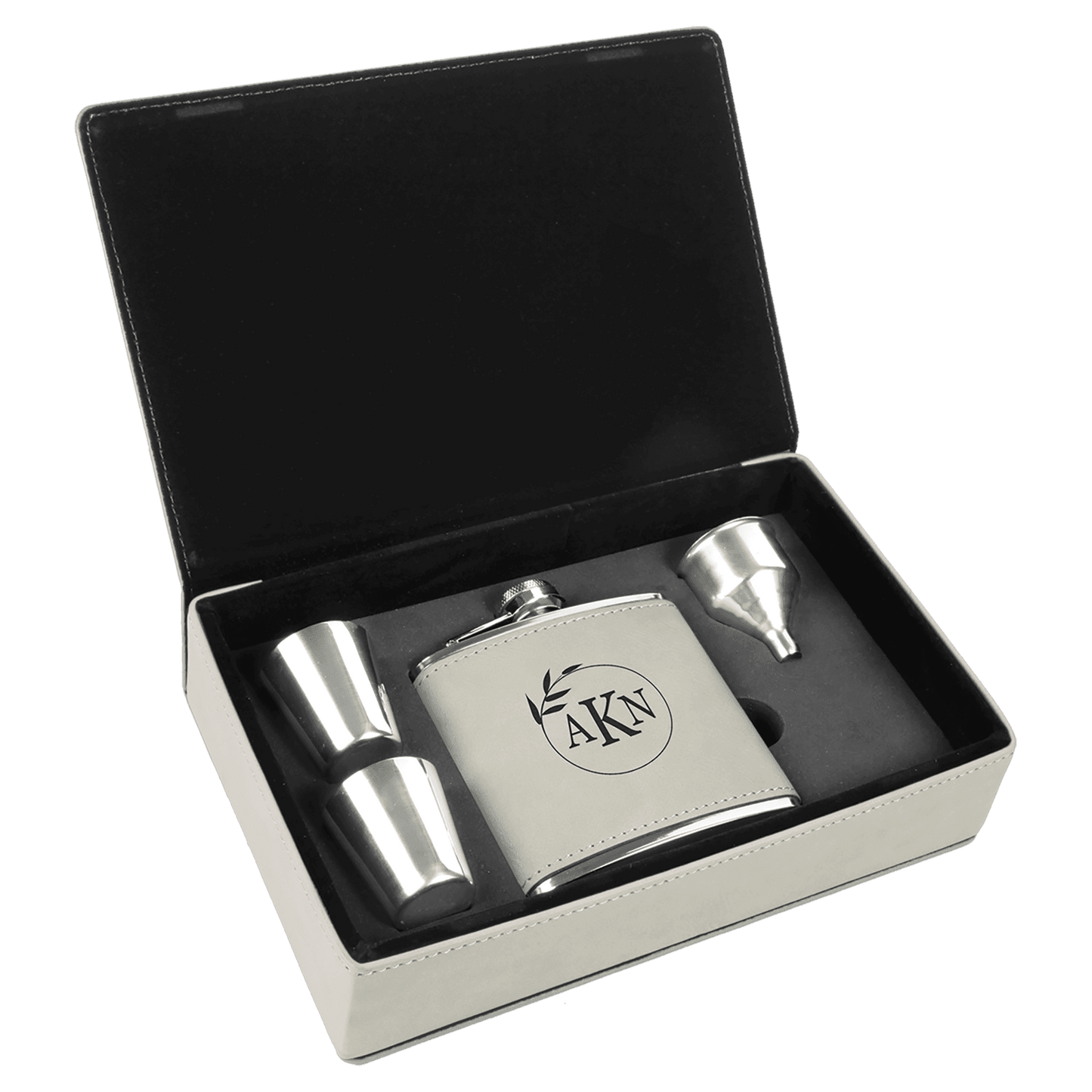 Leatherette Flask Gift Set 6 oz