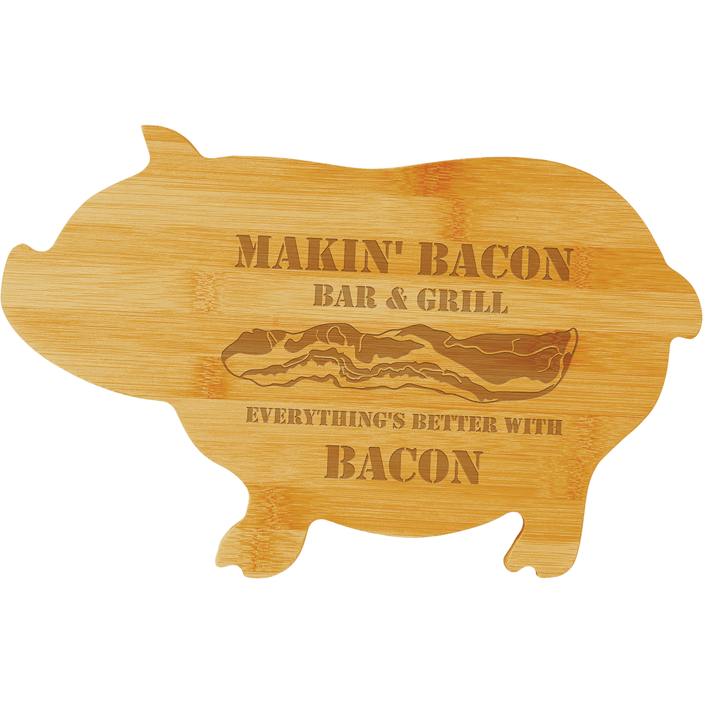 Bamboo Pig Shaped Cutting Board 13 3/4" x 8 3/4"