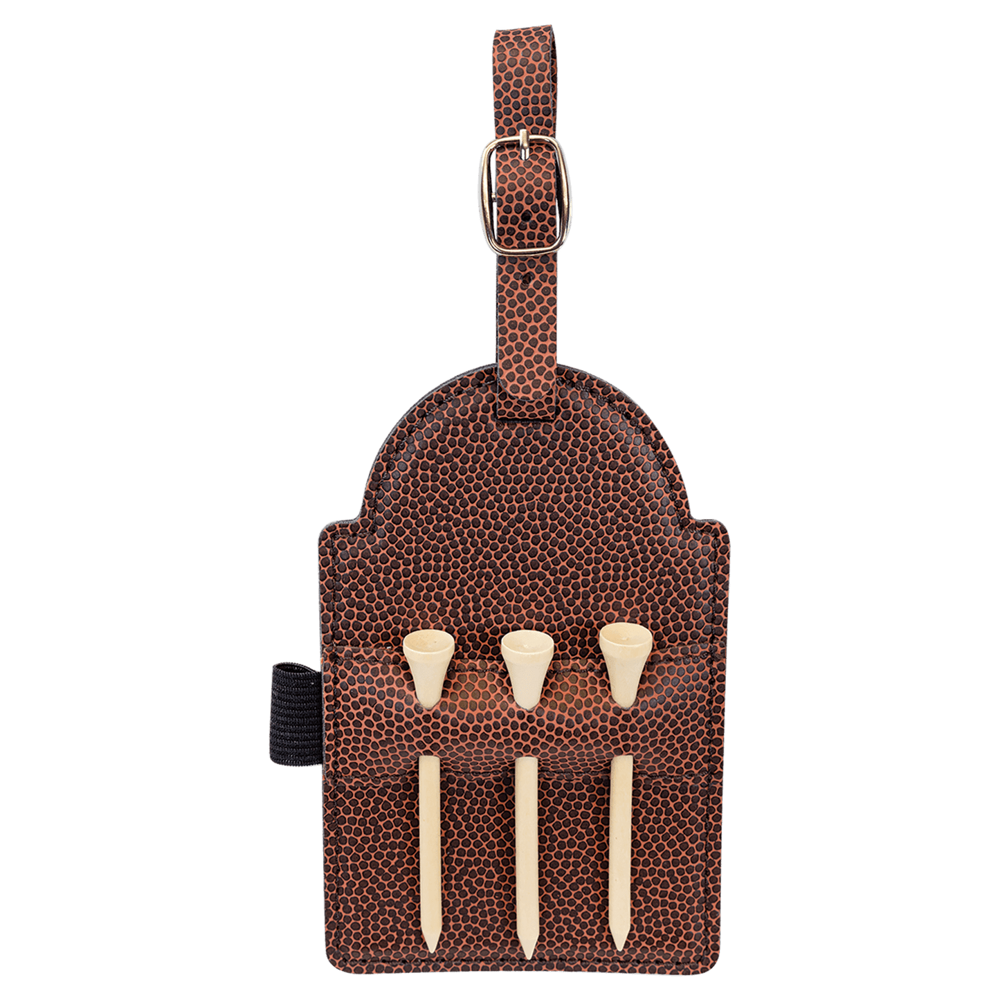 Laserable Leatherette Golf Bag Tag with 3 Wooden Tees