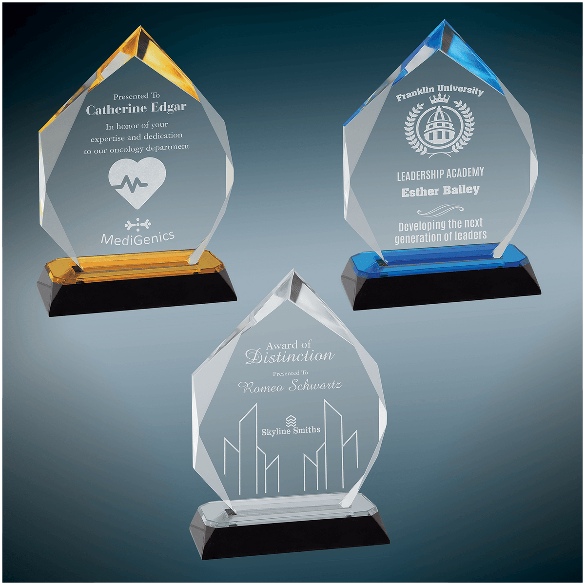 Personalized Diamond Acrylic Award with Base