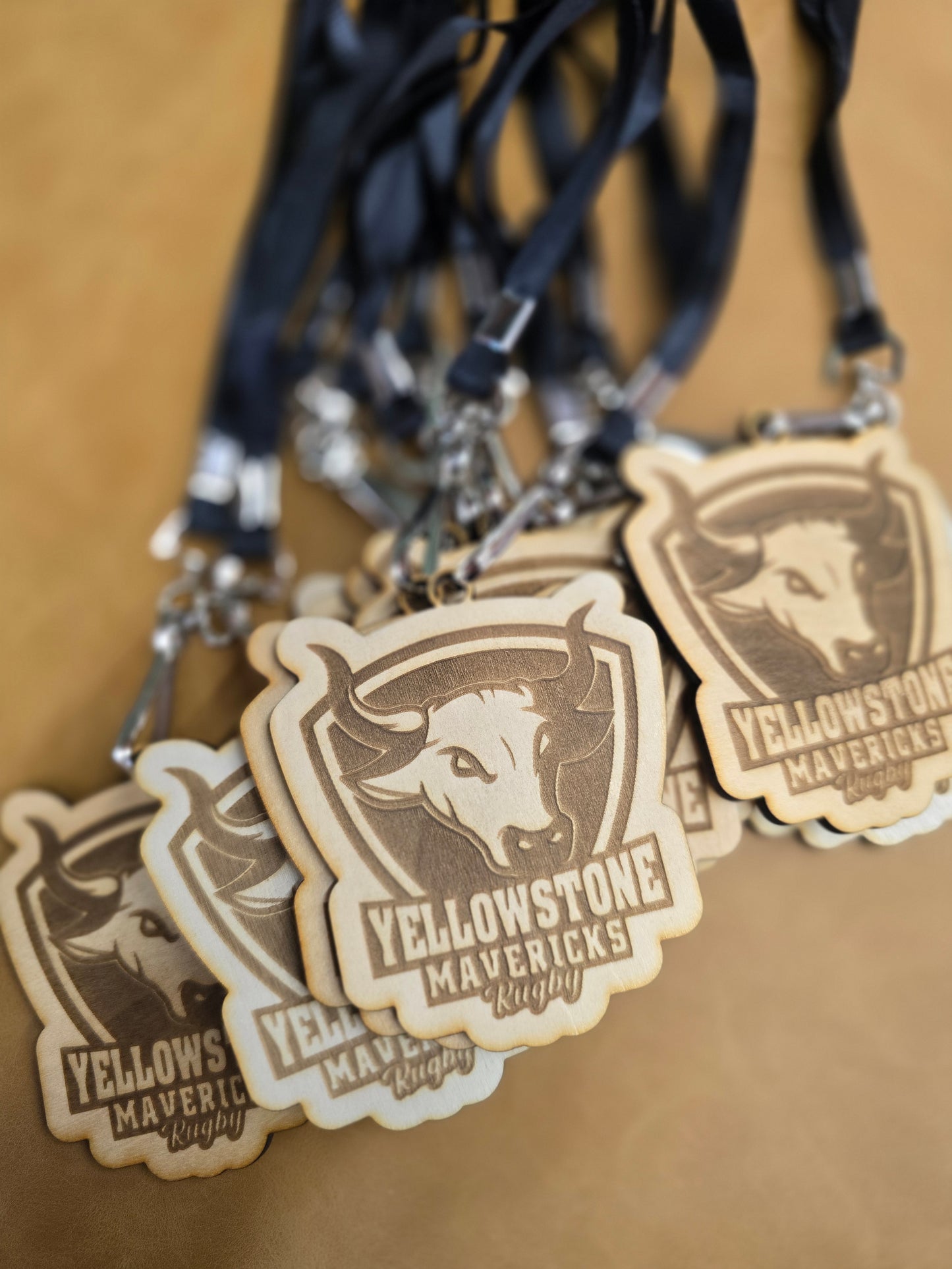 Custom Wood Engraved Medal with Lanyard