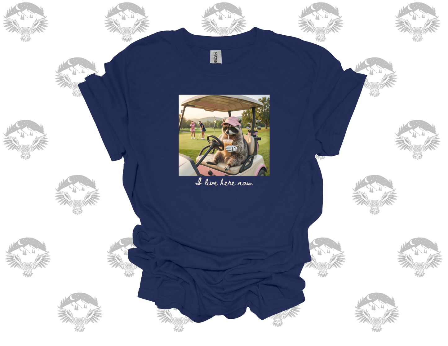 I Live Here Now Raccoon Golf Tee