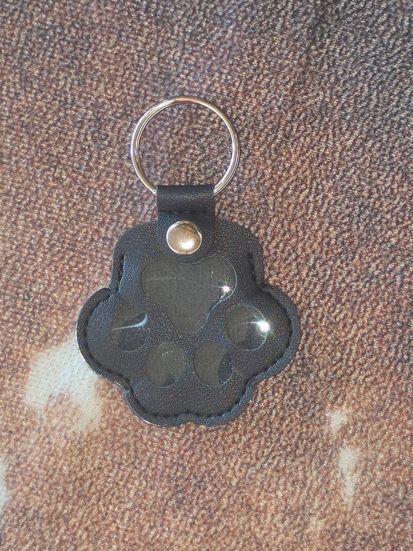Pet Memorial Paw Print Hair Keepsake Keychain