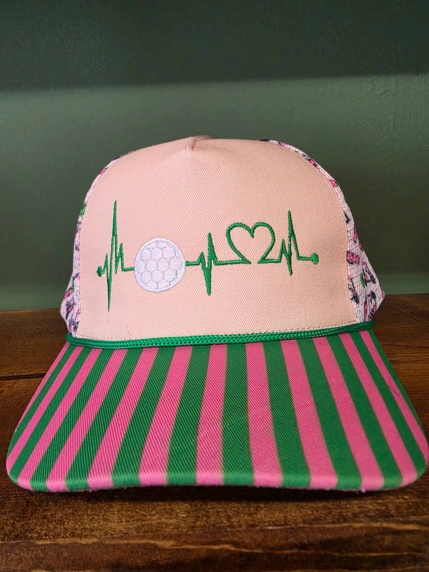 Heartbeat Golf Trucker Hat | Pink & Green