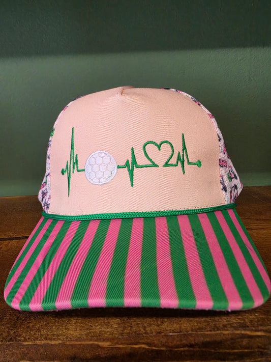 Heartbeat Golf Trucker Hat | Pink & Green