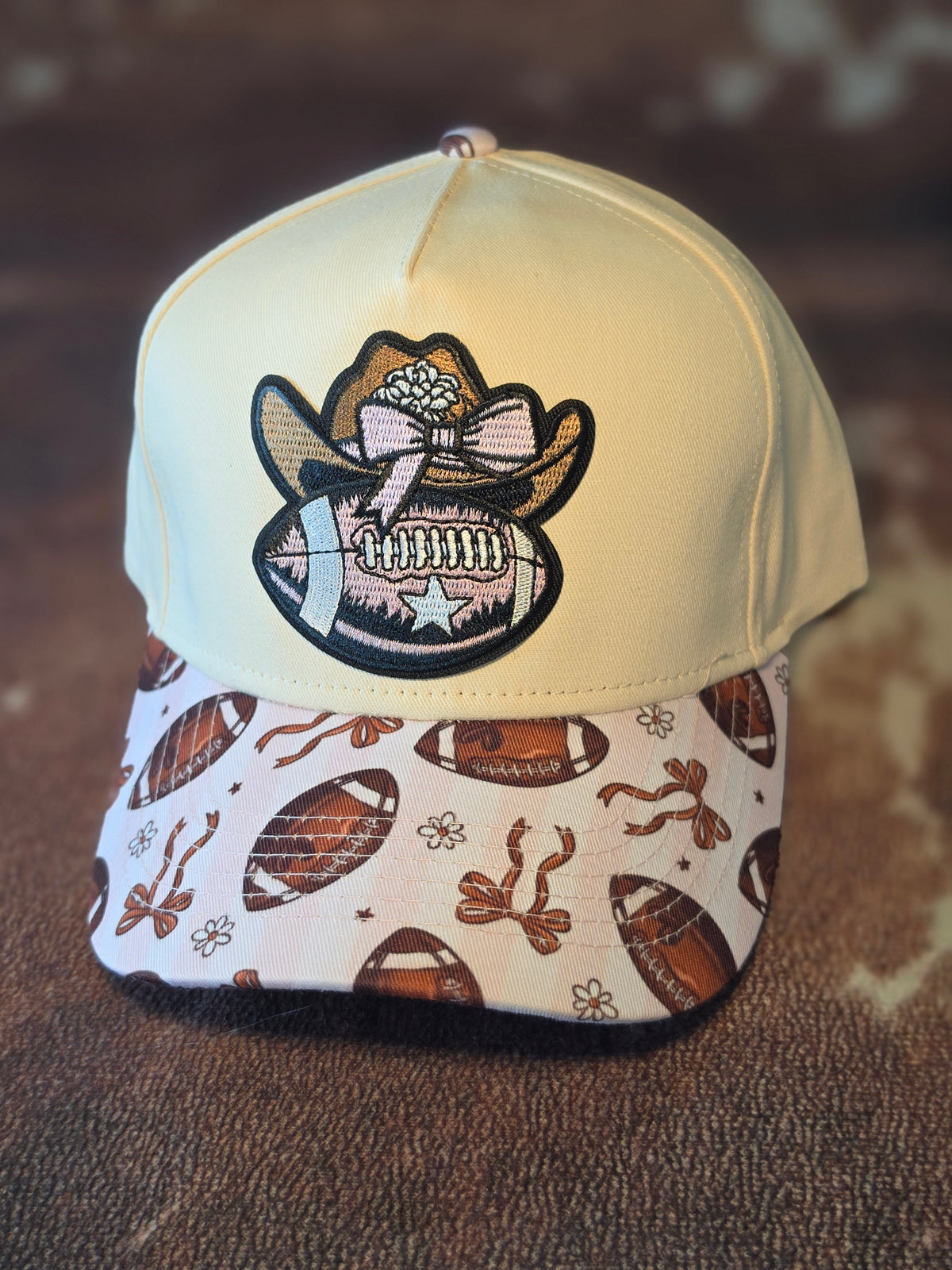 Football Cowgirl Embroidered Patch Hat