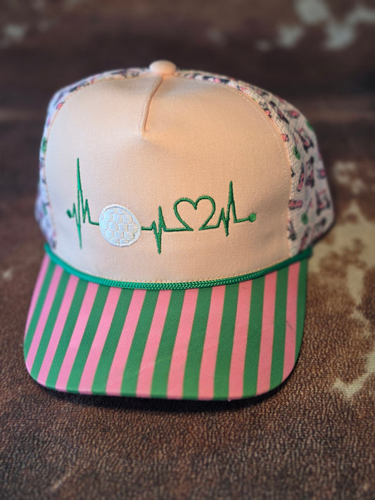 Golf Is My Heartbeat Embroidered Trucker Hat