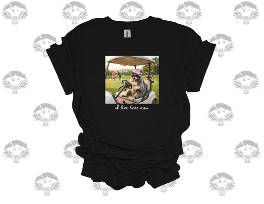 I Live Here Now Raccoon Golf Tee