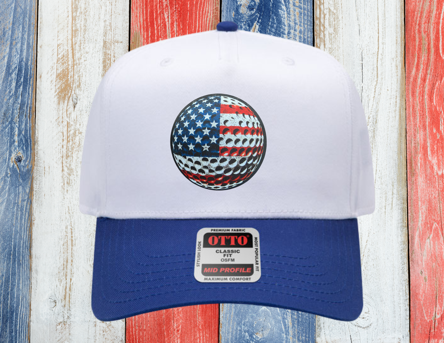 Patriotic American Flag Golf Ball Leather Patch Hat