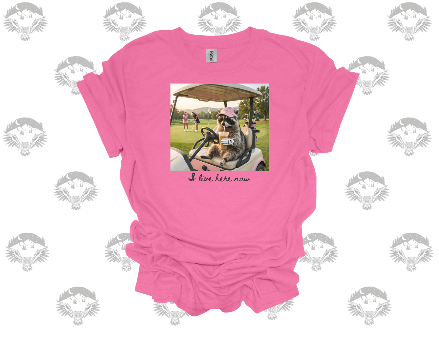 I Live Here Now Raccoon Golf Tee