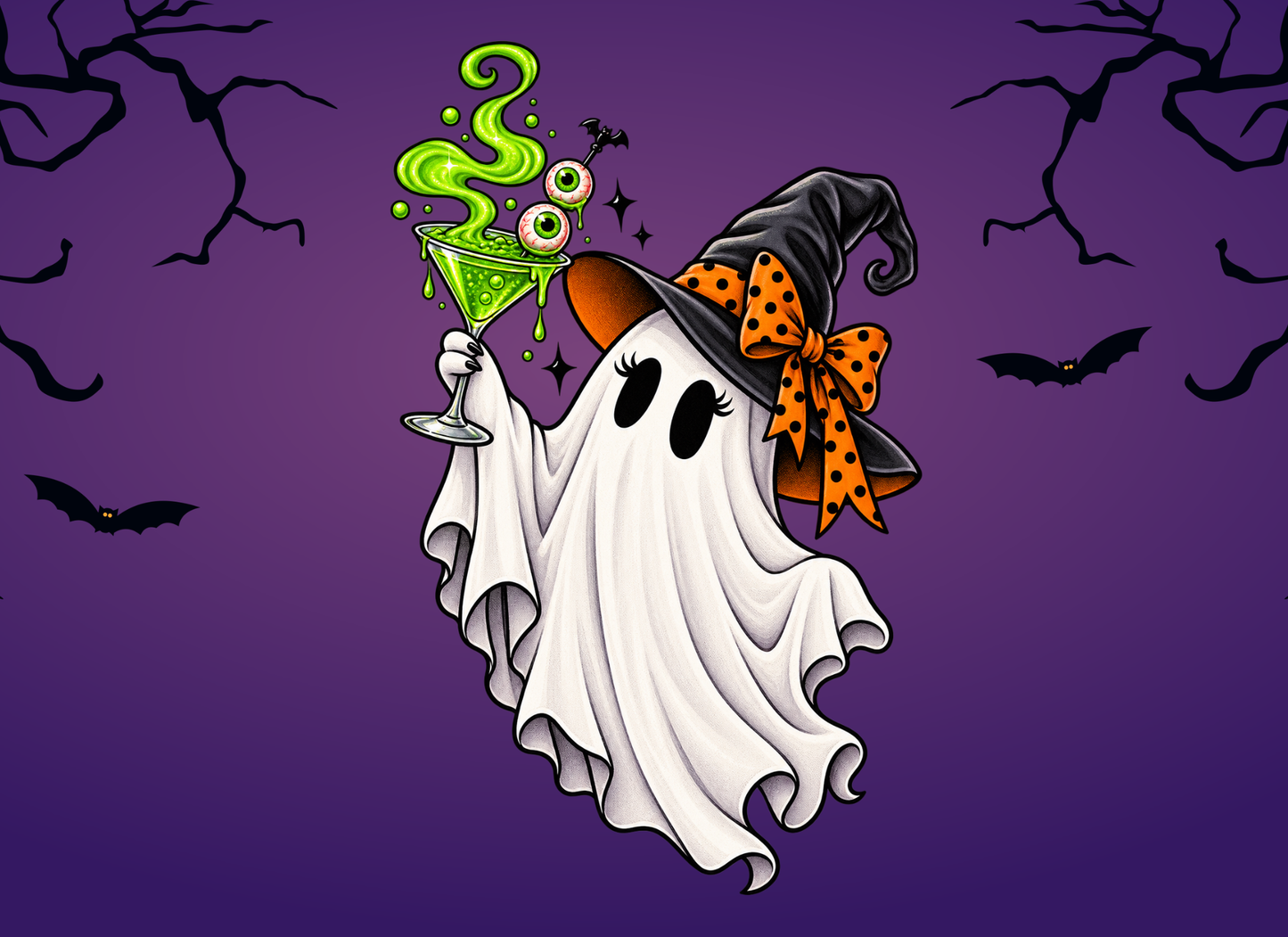 Spooky Martini Ghost Halloween Tee