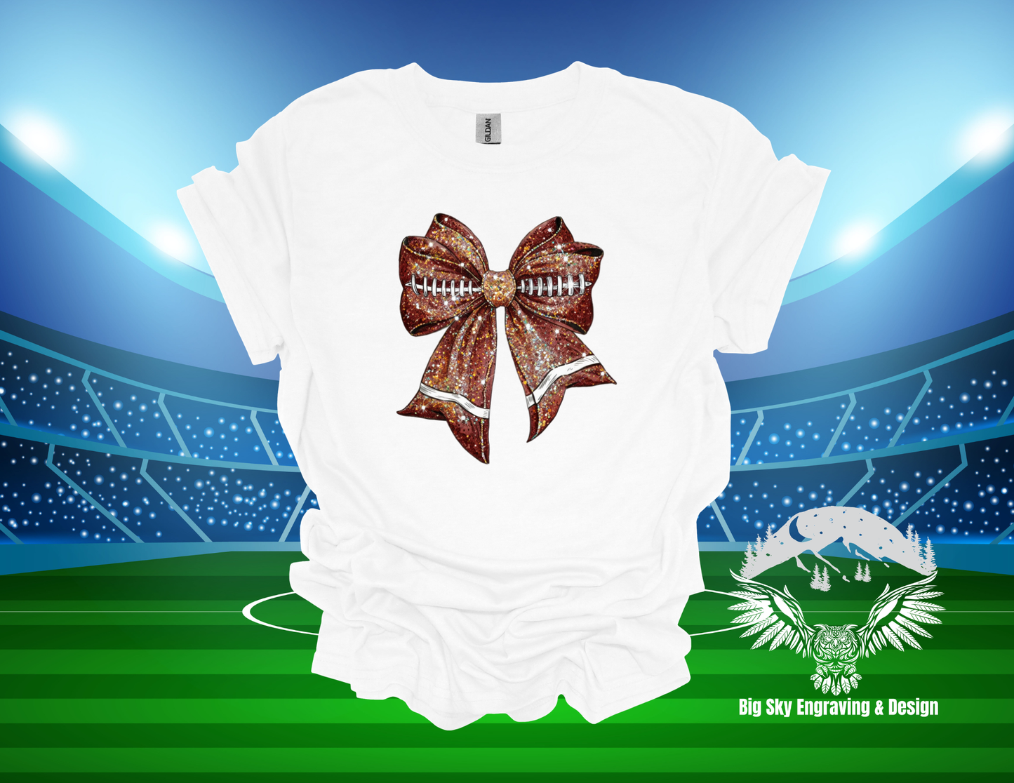 Sparkly Football Bow Graphic Tee