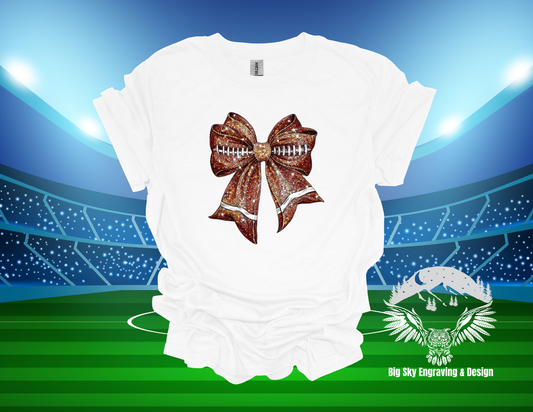 Sparkly Football Bow Graphic Tee