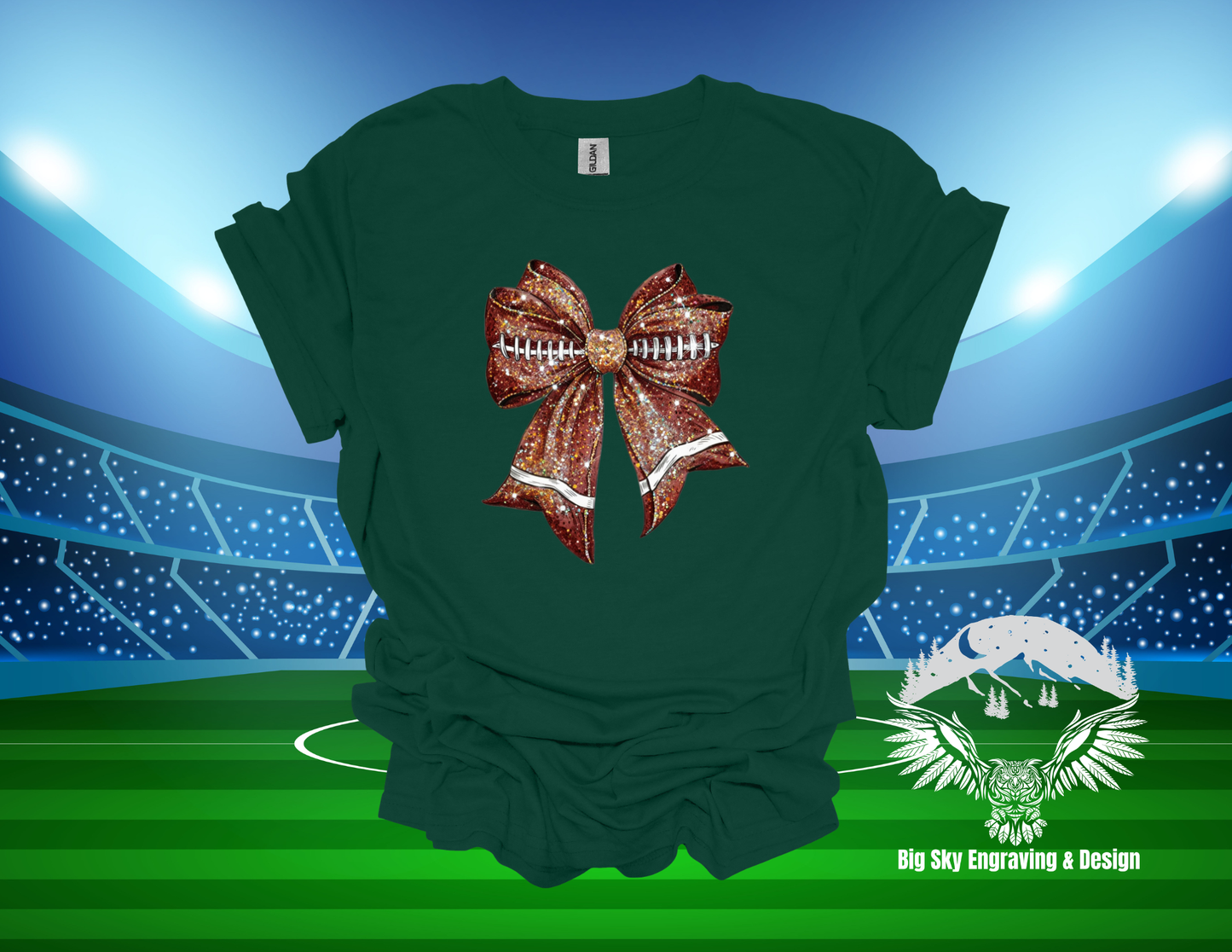 Sparkly Football Bow Graphic Tee