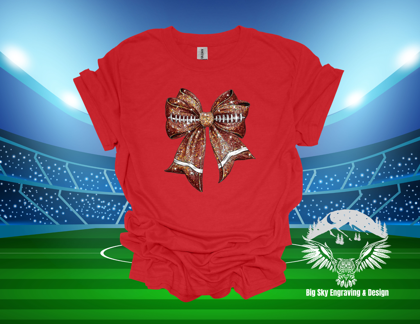 Sparkly Football Bow Graphic Tee