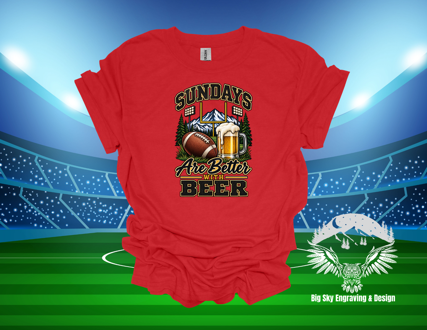 Sundays Are Better With Beer Football Graphic Tee