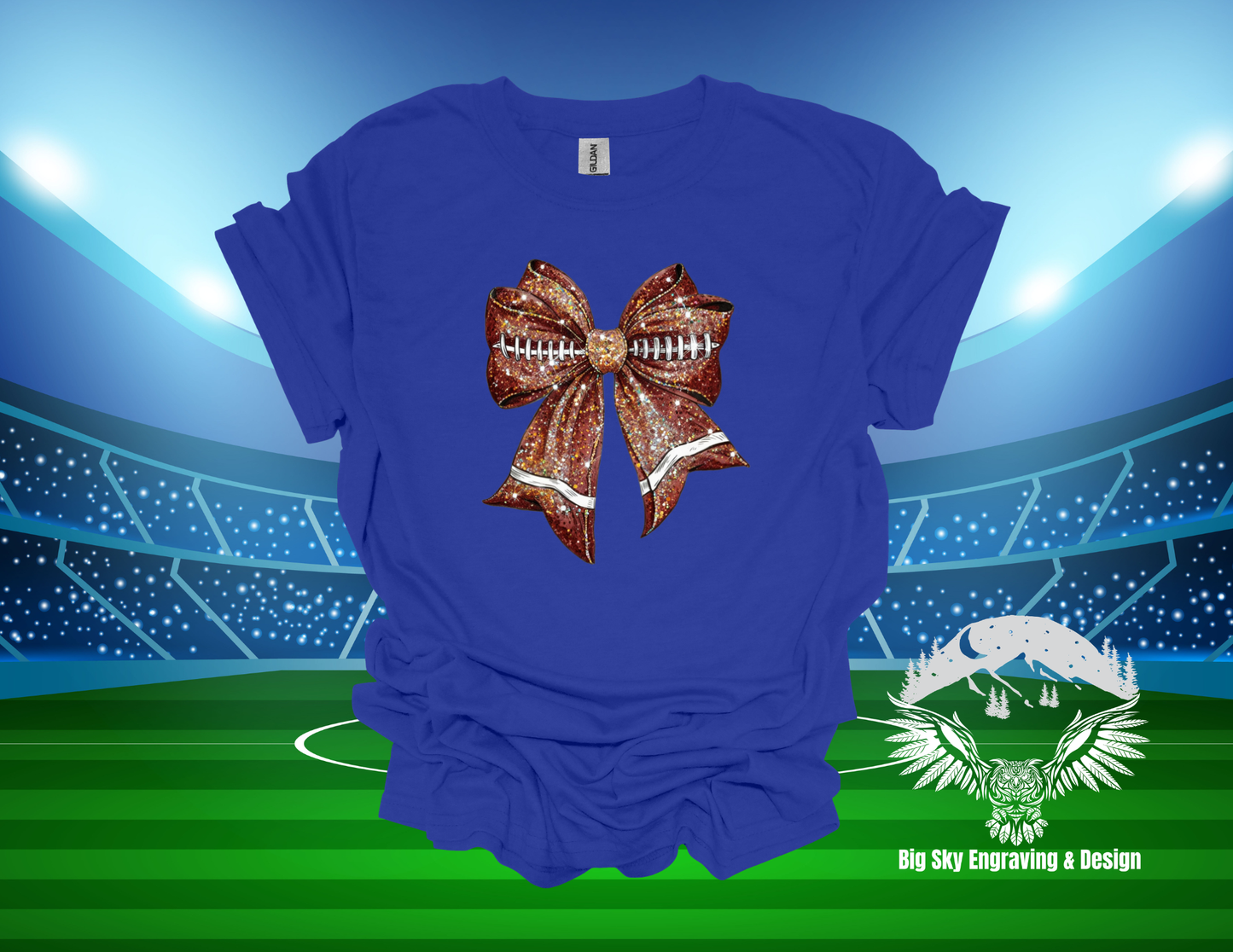Sparkly Football Bow Graphic Tee