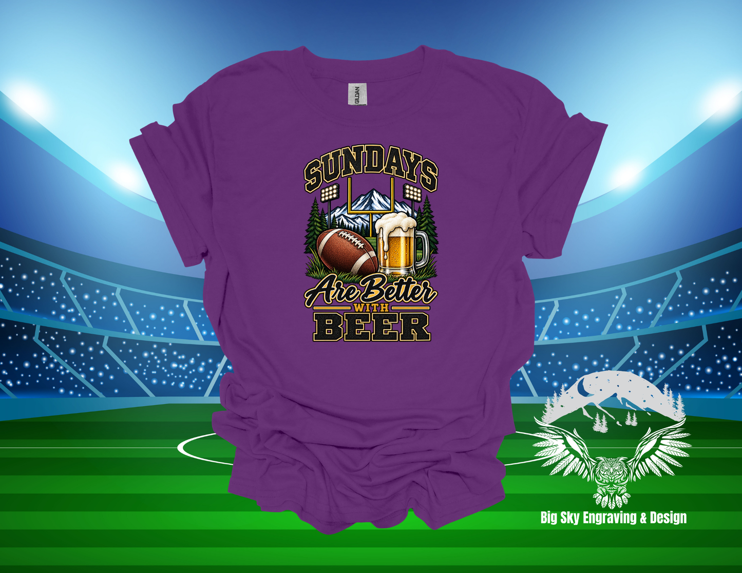 Sundays Are Better With Beer Football Graphic Tee