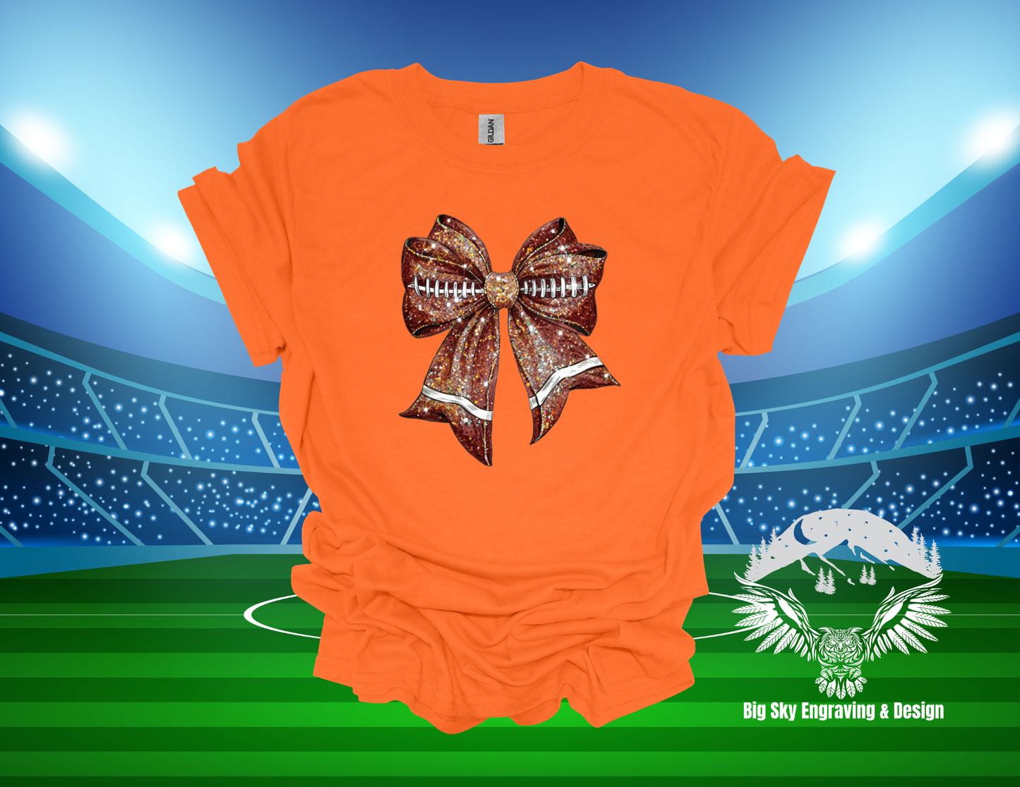 Sparkly Football Bow Graphic Tee