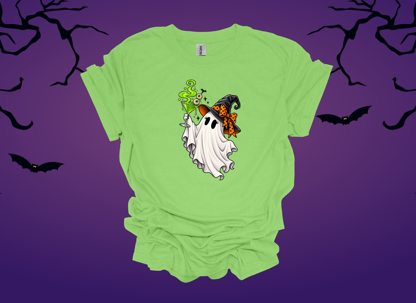 Spooky Martini Ghost Halloween Tee