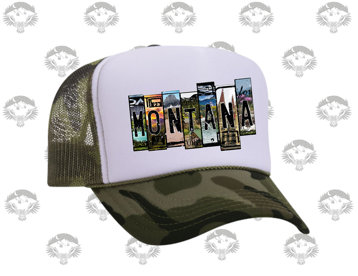 Montana Grunge Scenic Lettering Trucker Cap
