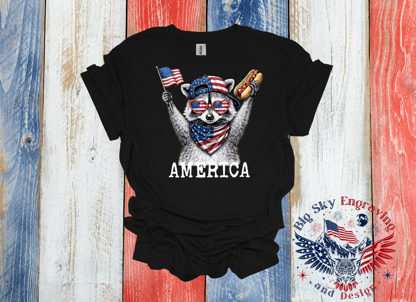 250 Years of Freedom Raccoon Tee – Gildan Softstyle®