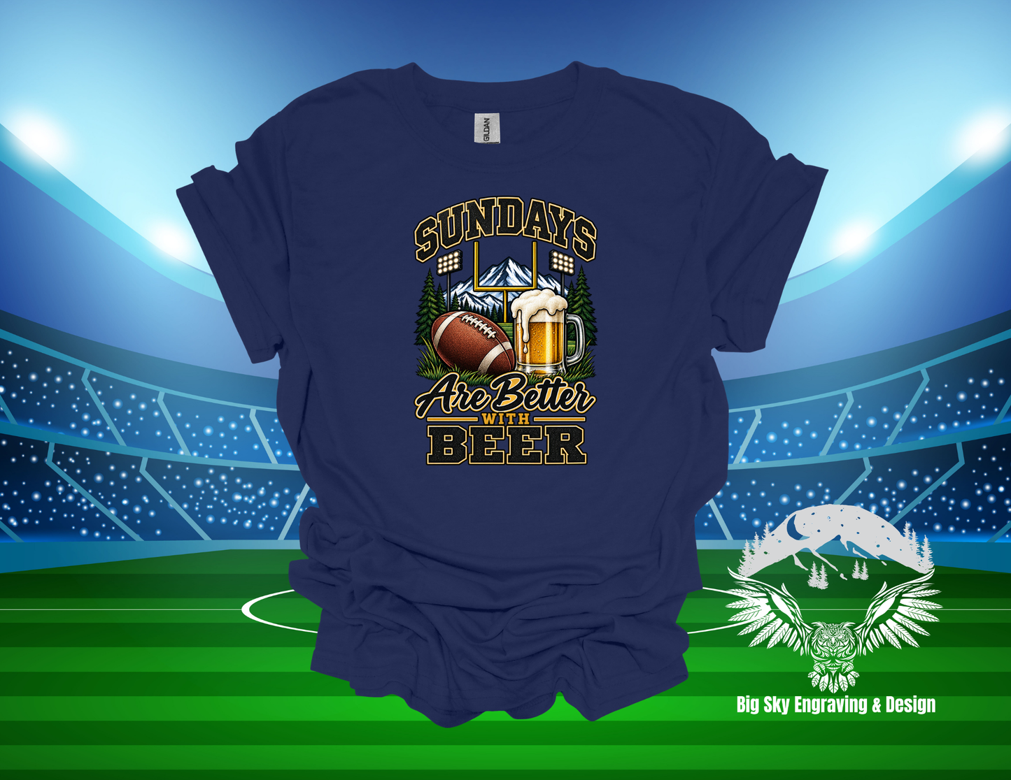 Sundays Are Better With Beer Football Graphic Tee