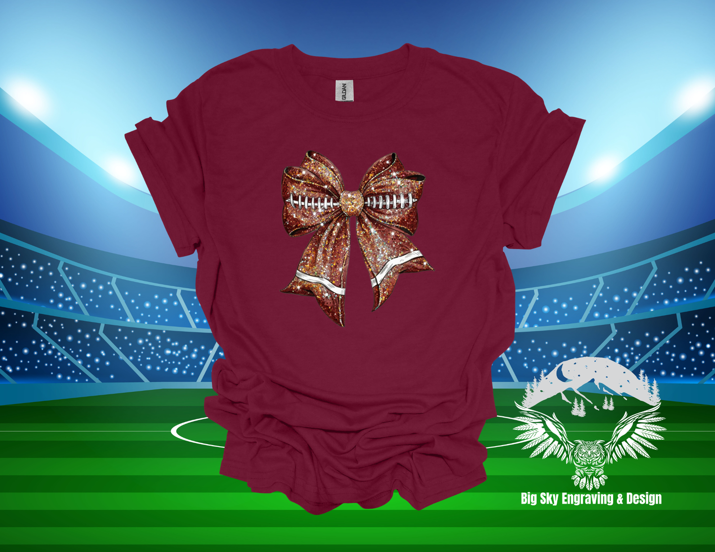 Sparkly Football Bow Graphic Tee