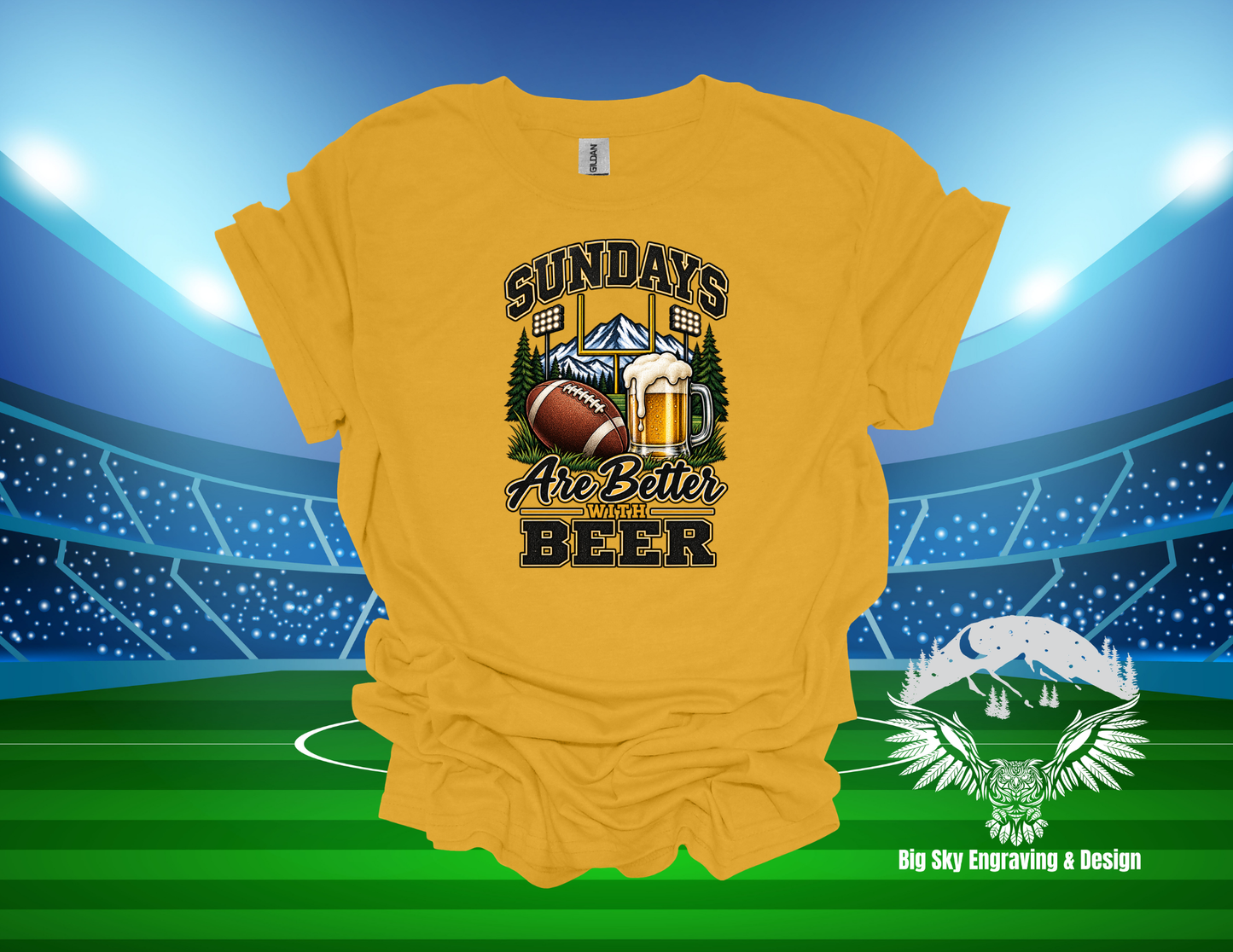 Sundays Are Better With Beer Football Graphic Tee