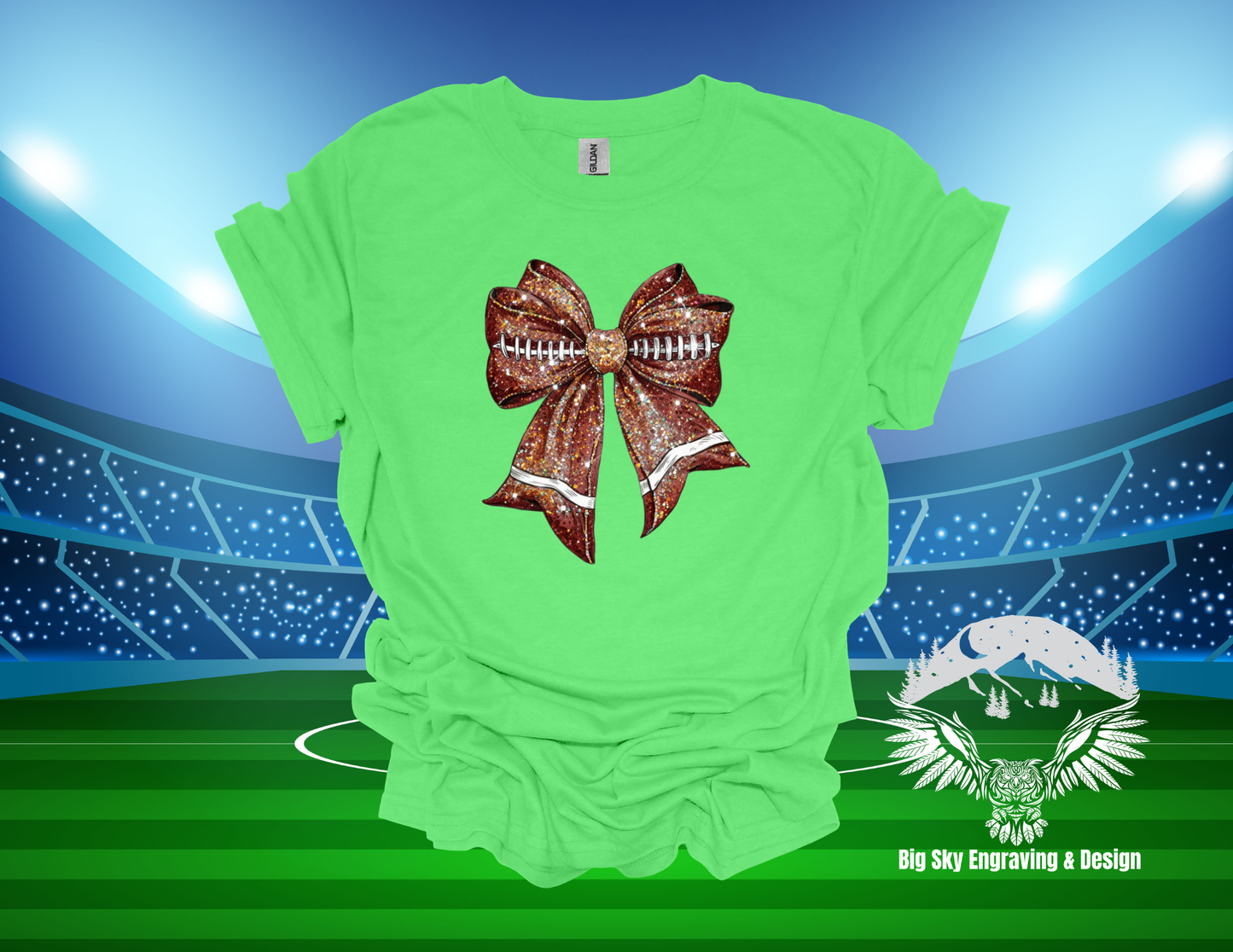 Sparkly Football Bow Graphic Tee