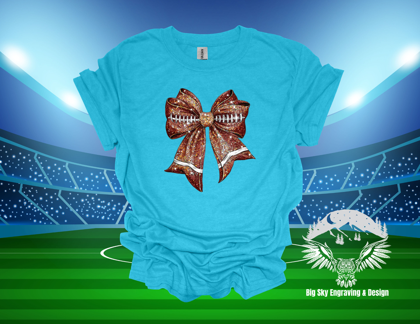 Sparkly Football Bow Graphic Tee