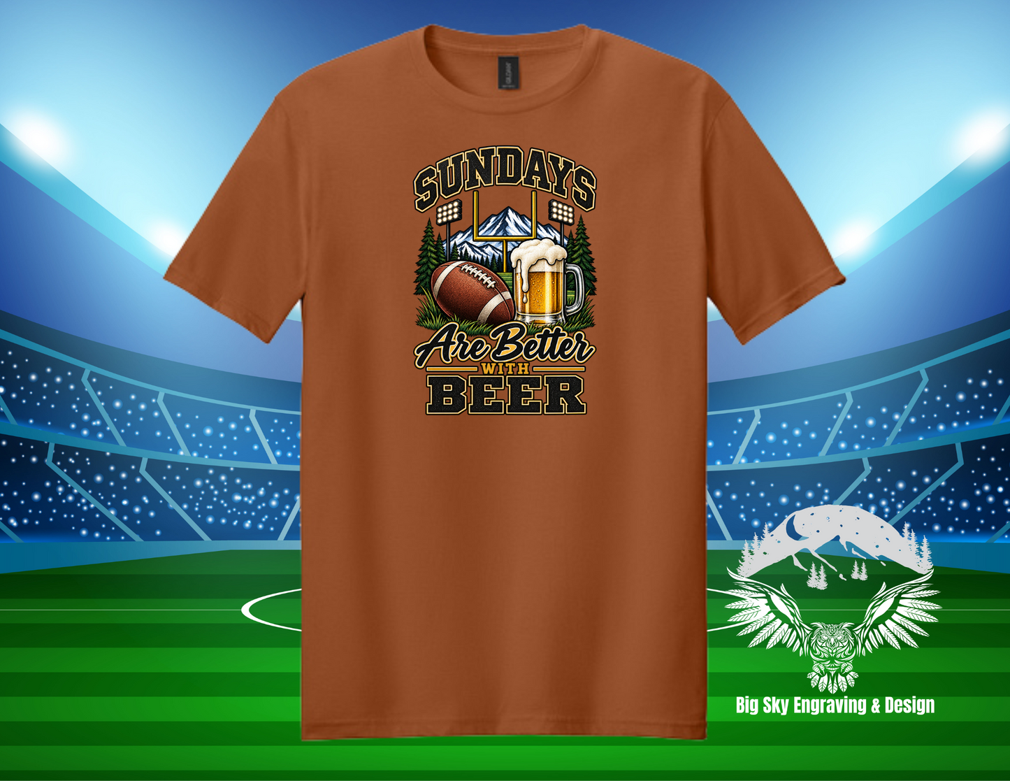 Sundays Are Better With Beer Football Graphic Tee