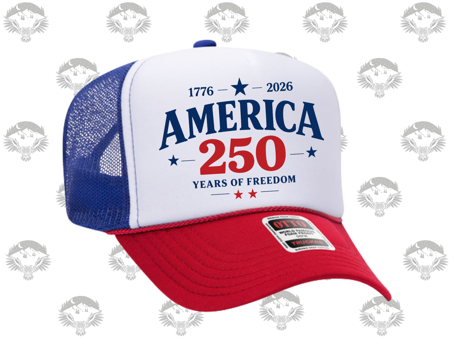 America 250 Year Anniversary Trucker Hat – Otto Red, White & Blue Snapback