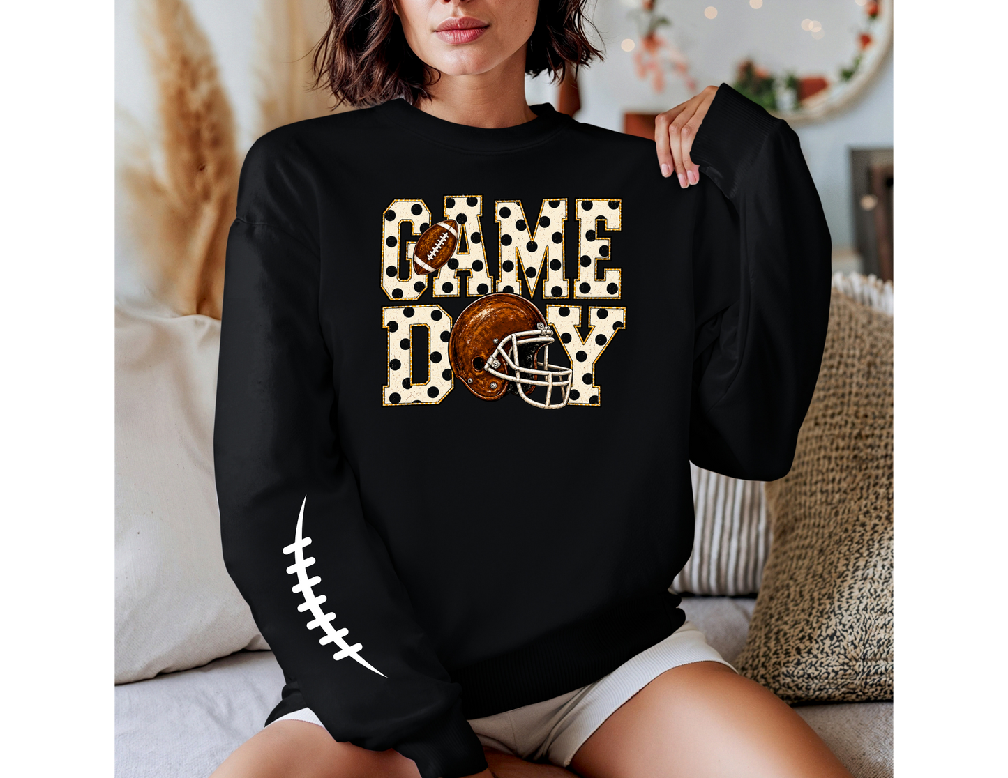Game Day Polka Dot Football Crewneck