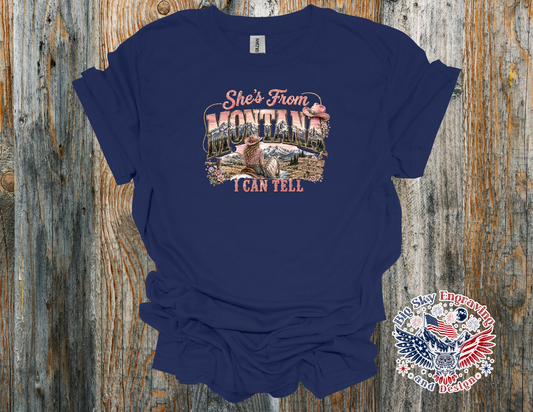 She's From Montana, I Can Tell Cowgirl Tee– Gildan Softstyle T-Shirt